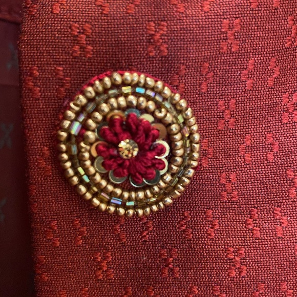 “Spring Break” Maroon Jacquard Embroidered Sherwani Set | Size XS - Picture 4 of 7